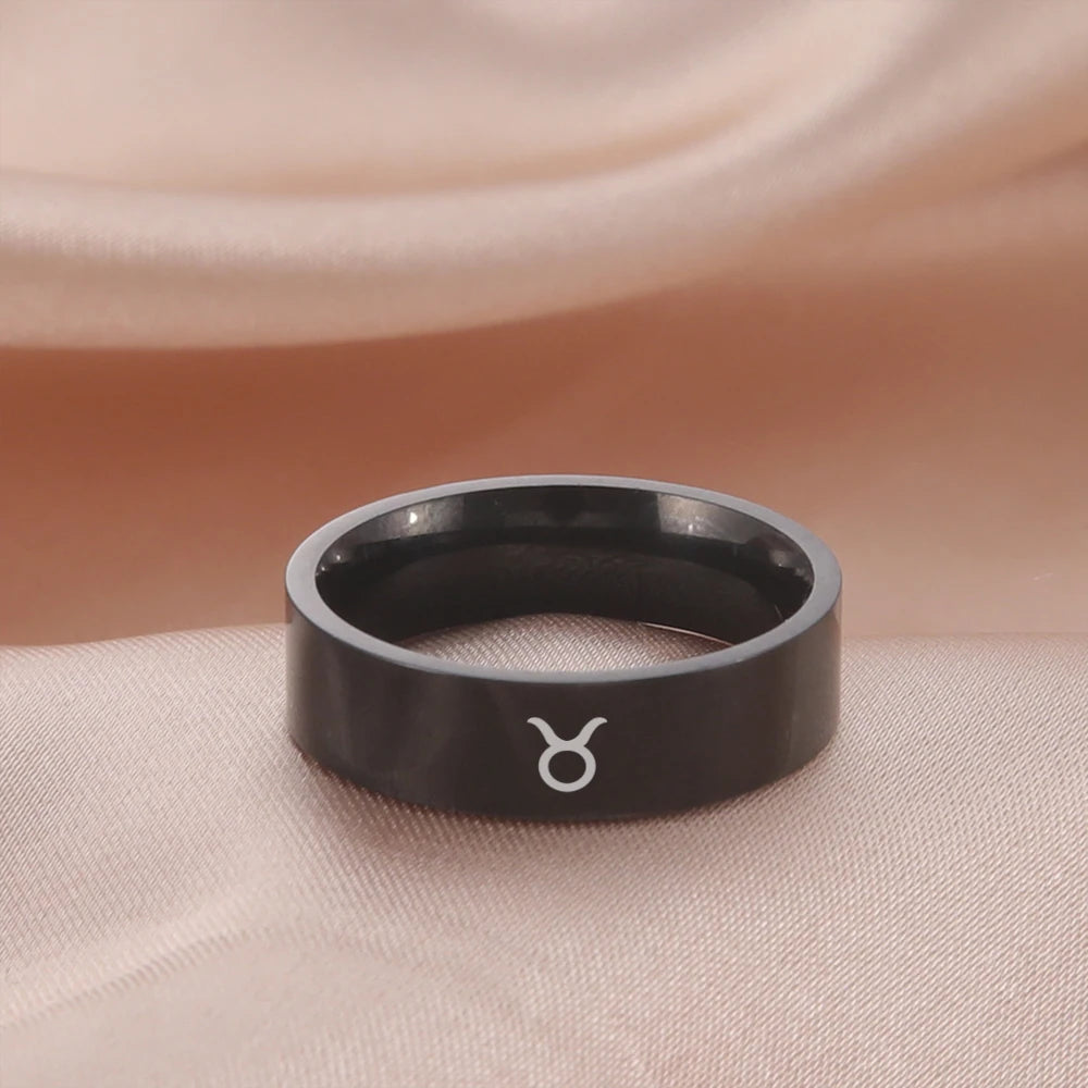 Stainless Steel Twelve Constellation Zodiac Rings