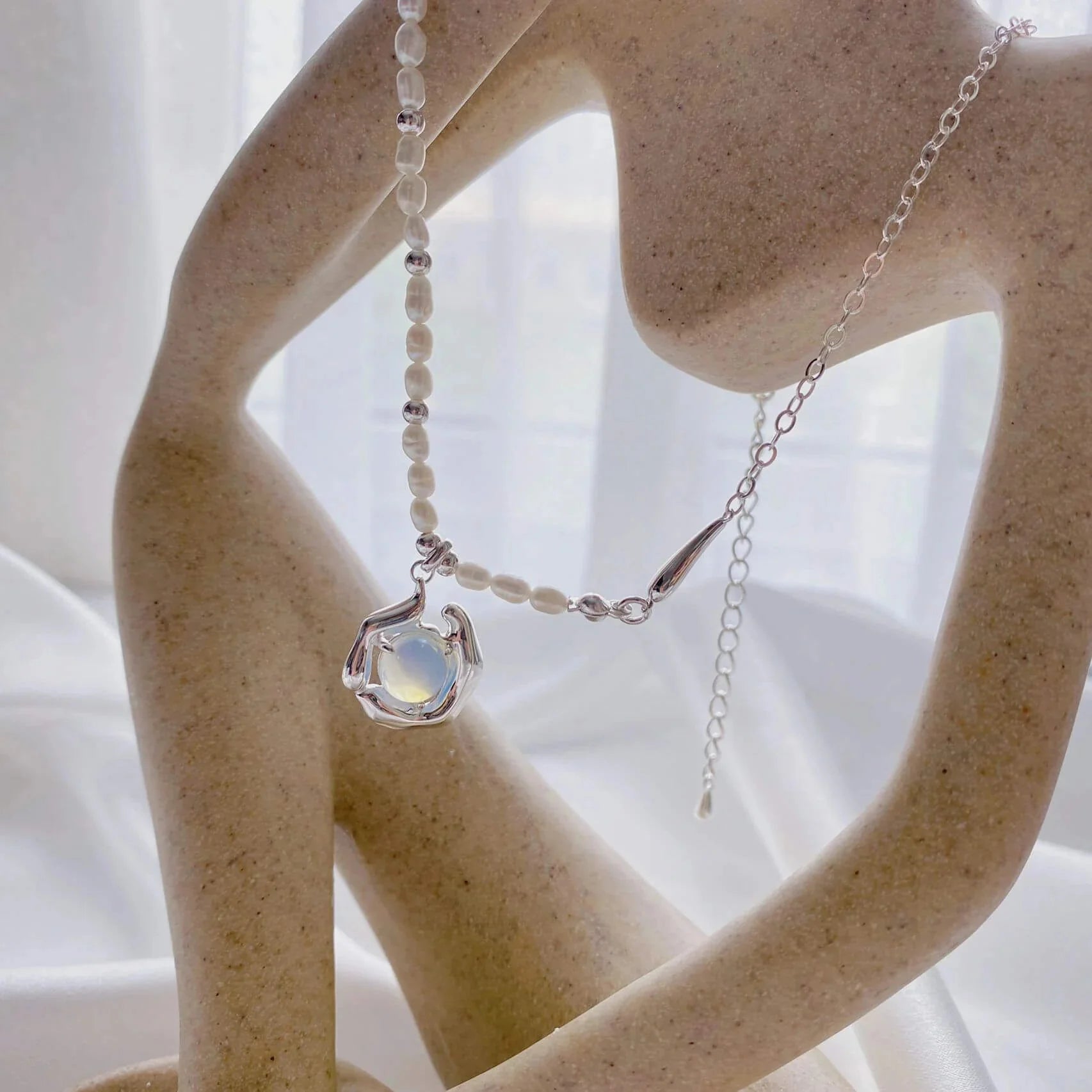 Freshwater Pearl & Moonstone Necklace