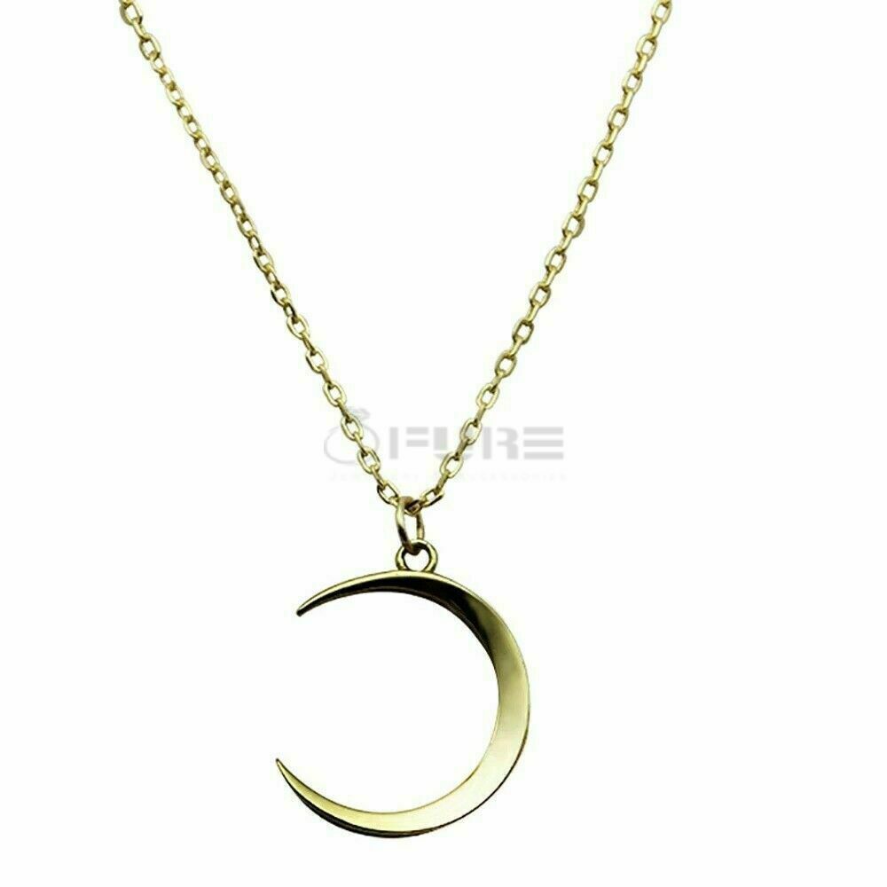 Half Crescent Moon Sterling Silver Minimalist Necklace